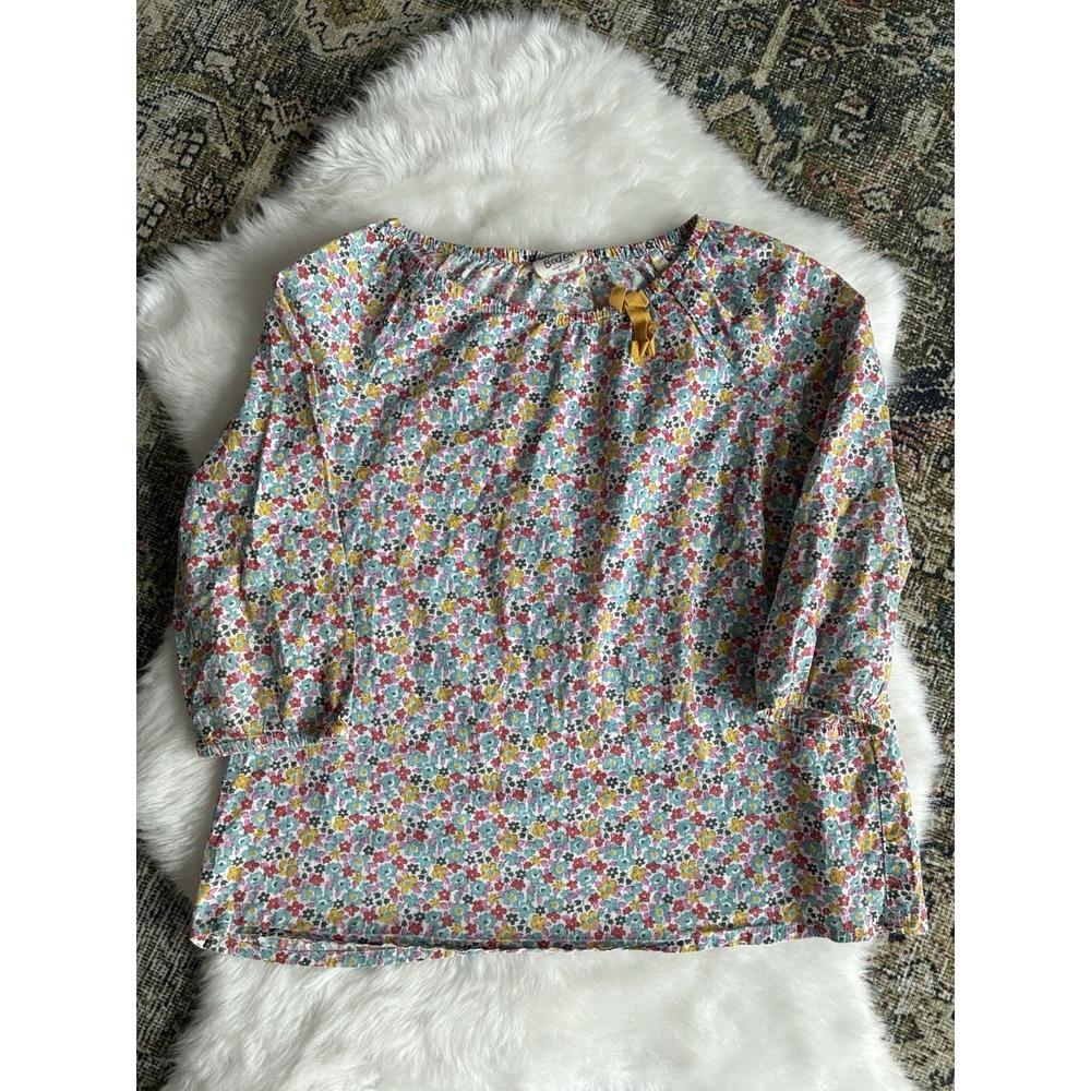 Mini Boden Girls Floral Blouse Cotton Long Sleeve Top Multi Color Size 9-10Y